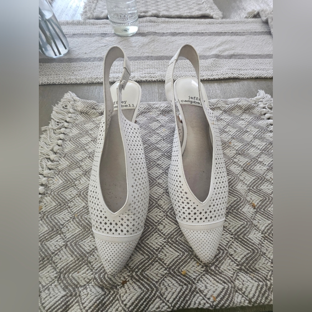 Jeffrey Campbell Perforated White Slingback Heels